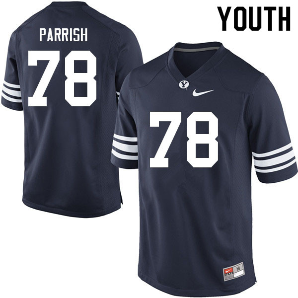 Youth #78 Cade Parrish BYU Cougars College Football Jerseys Sale-Navy